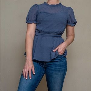 Monteau SZ S blue blouse top